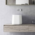 Lavabo sobre encimera cuadrado de diseño moderno en resina blanca - Tulyp