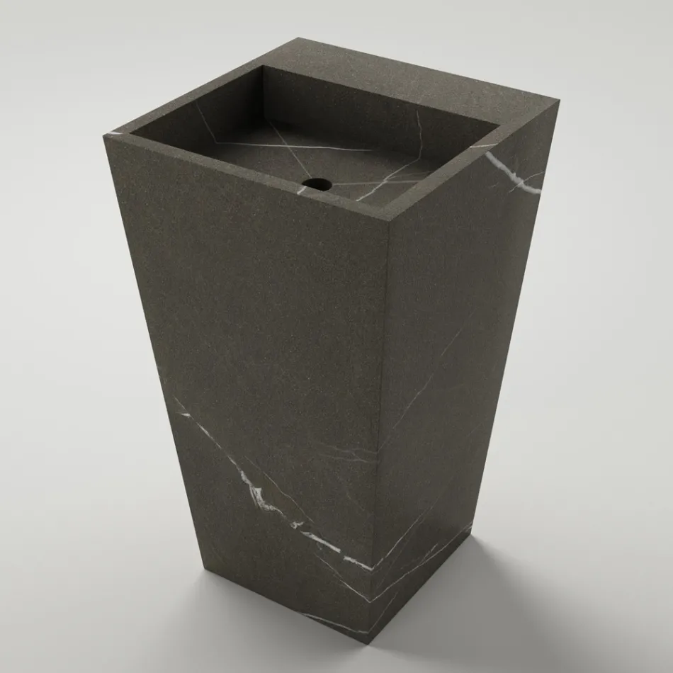 Lavabo de baño de columna en gres porcelánico Made in Italy - Baia Viadurini