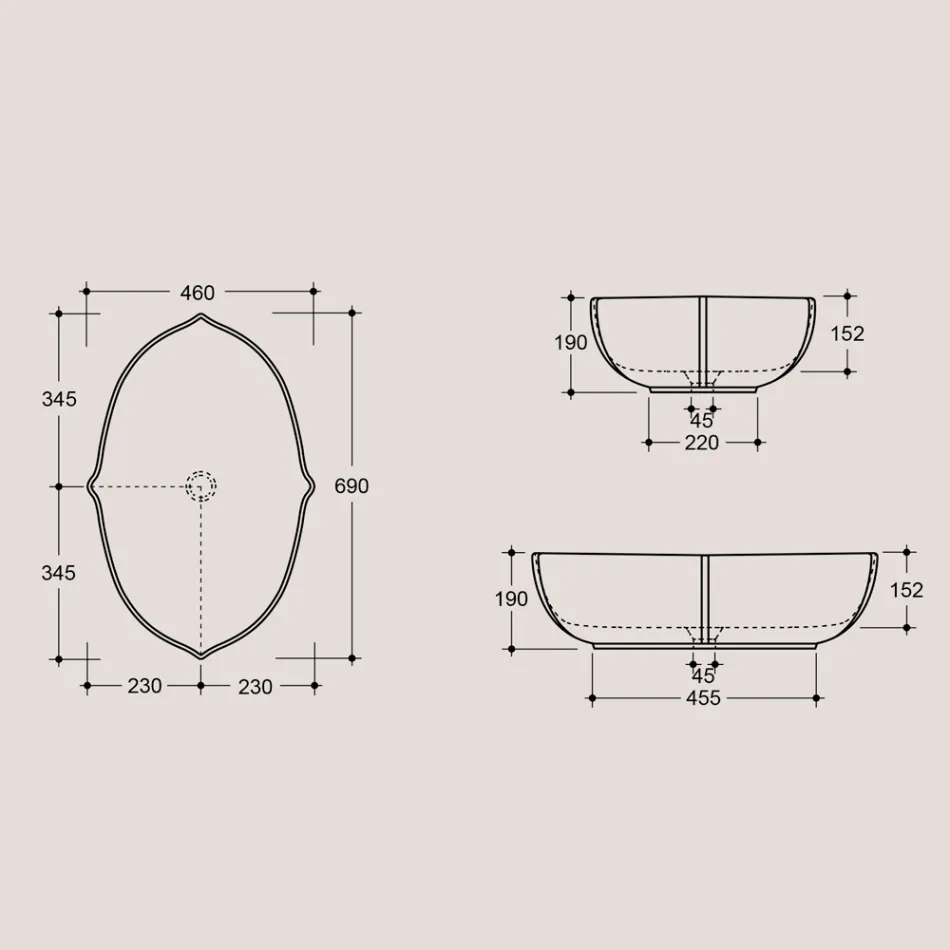 Lavabo de baño sobre encimera de cerámica brillante Made in Italy - Oscar Viadurini