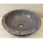 Lavabo sobre encimera de piedra natural gris Levi, diseño moderno Viadurini