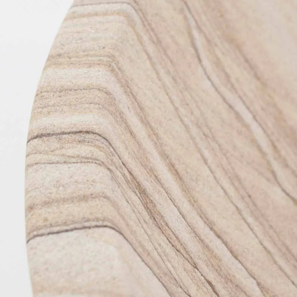 Lavabo sobre encimera para baño en piedra arena forma redonda - Cerasolo Viadurini