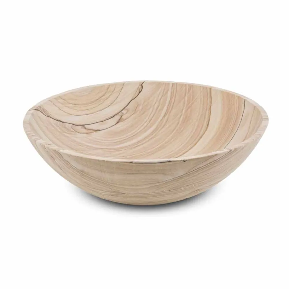 Lavabo sobre encimera para baño en piedra arena forma redonda - Cerasolo Viadurini