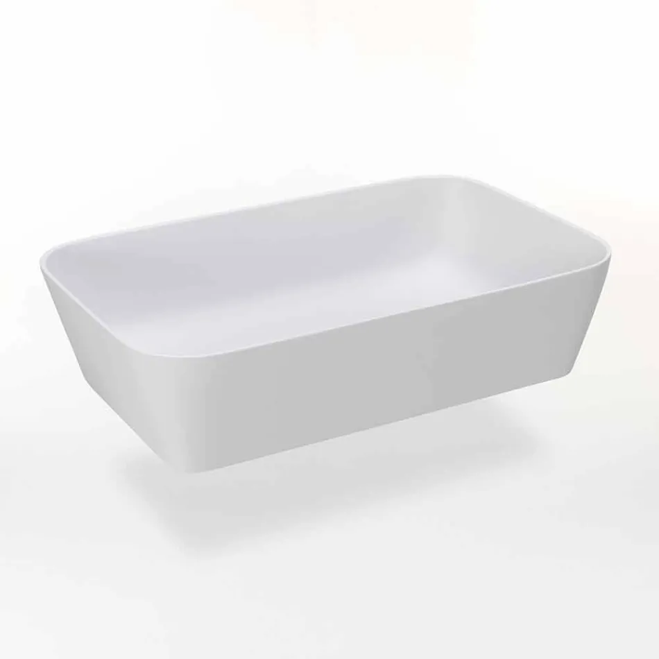 Lavabo sobre encimera rectangular de resina mate Made in Italy - Cavan Viadurini