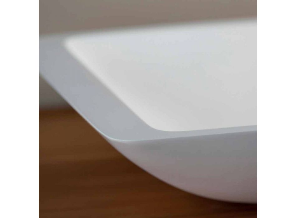 Lavabo sobre encimera rectangular de Solid Surface blanco - Albertina Viadurini