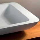 Lavabo sobre encimera rectangular de Solid Surface blanco - Albertina Viadurini