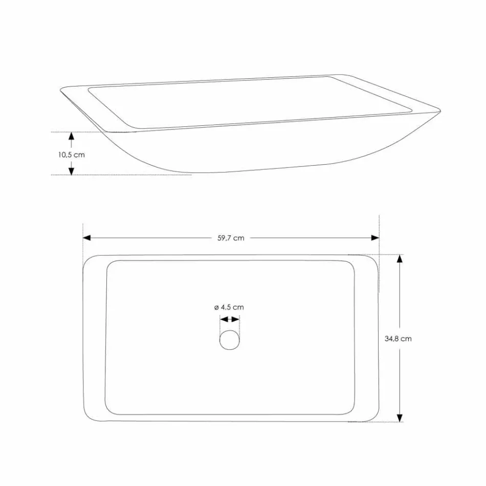 Lavabo sobre encimera rectangular de Solid Surface blanco - Albertina Viadurini