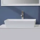 Lavabo sobre encimera rectangular en acabado Solid Surface blanco - Sider Viadurini