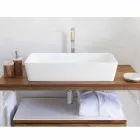 Lavabo sobre encimera rectangular en acabado Solid Surface blanco - Sider Viadurini