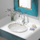 Lavabo empotrado en porcelana y oro hecho en Italia, Santiago Viadurini