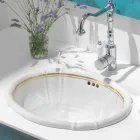 Lavabo empotrado en porcelana y oro hecho en Italia, Santiago Viadurini