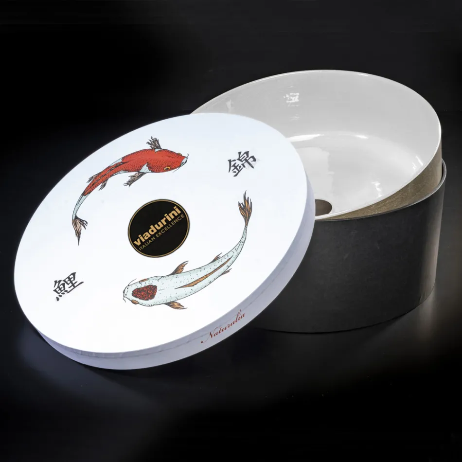 Lavabo de baño de diseño blanco en arcilla refractaria Made in Italy - Tatiana Viadurini