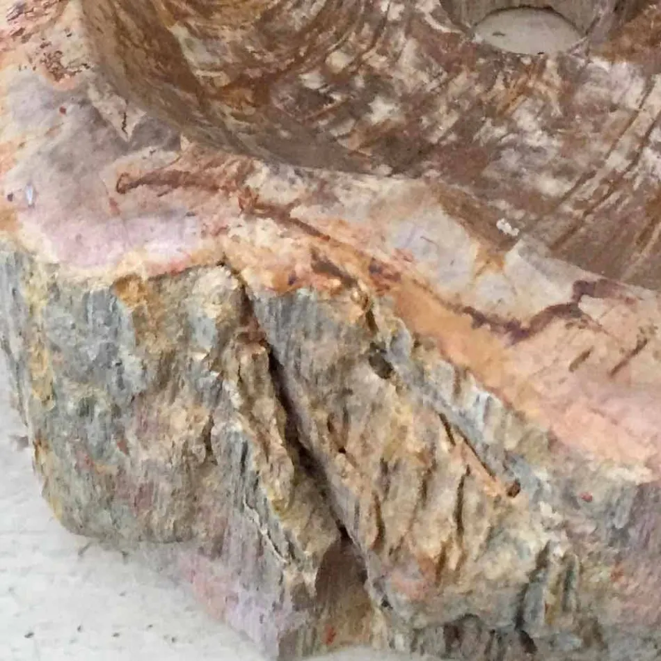 Lavabo de diseño en madera fosilizada Star mini, pieza única Viadurini