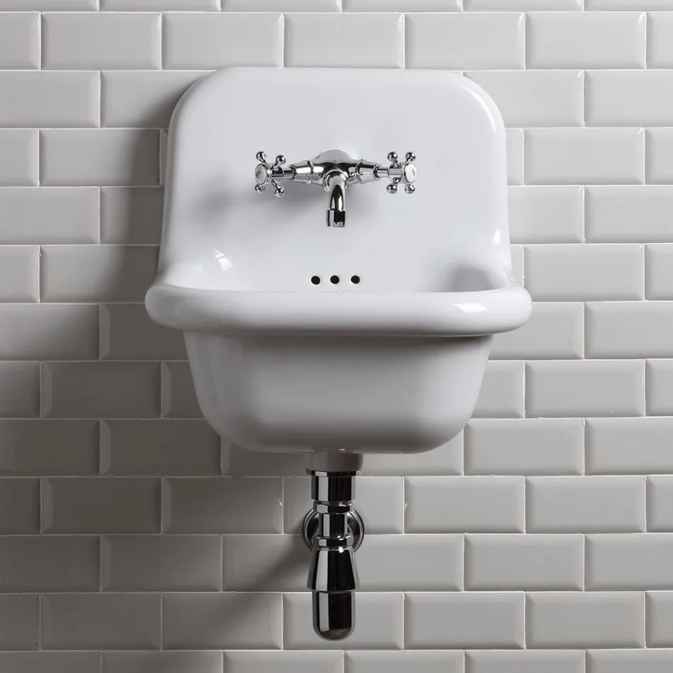 Lavabo de baño independiente en cerámica blanca y coloreada 42 cm - Meridiano Viadurini