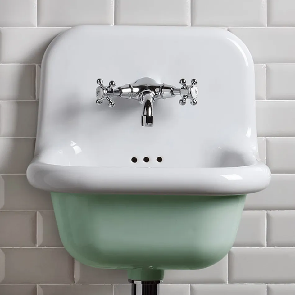 Lavabo de baño independiente en cerámica blanca y coloreada 42 cm - Meridiano Viadurini