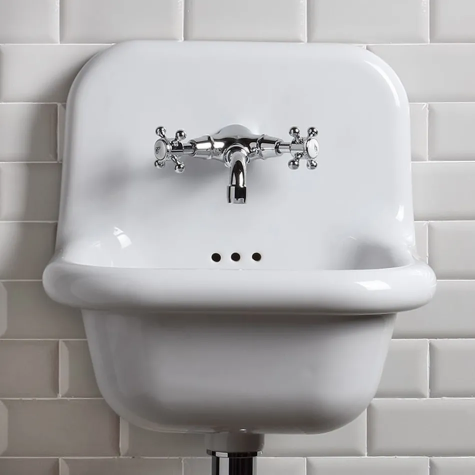 Lavabo de baño independiente en cerámica blanca y coloreada 42 cm - Meridiano Viadurini