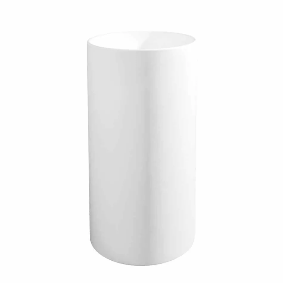 Lavabo de baño independiente en resina blanca con forma cilíndrica - Libertine Viadurini