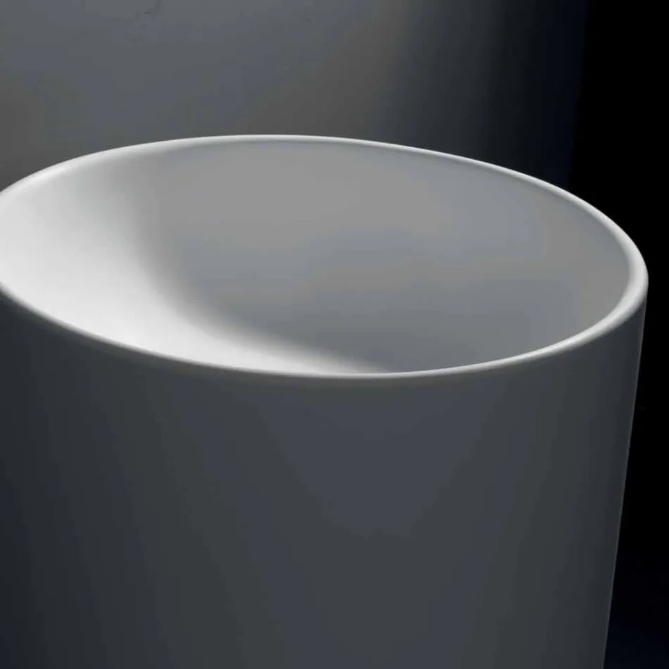 Lavabo de baño independiente en resina blanca con forma cilíndrica - Libertine Viadurini
