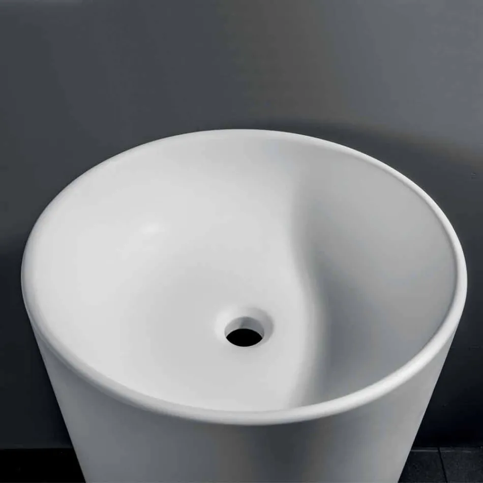Lavabo de baño independiente en resina blanca con forma cilíndrica - Libertine Viadurini