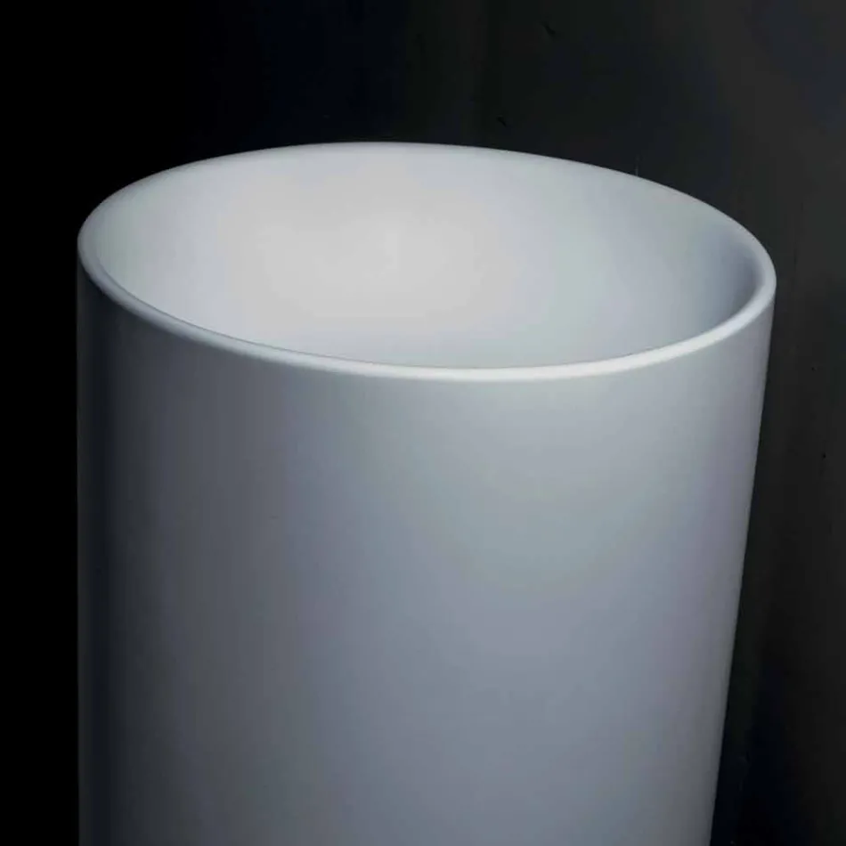 Lavabo de baño independiente en resina blanca con forma cilíndrica - Libertine Viadurini
