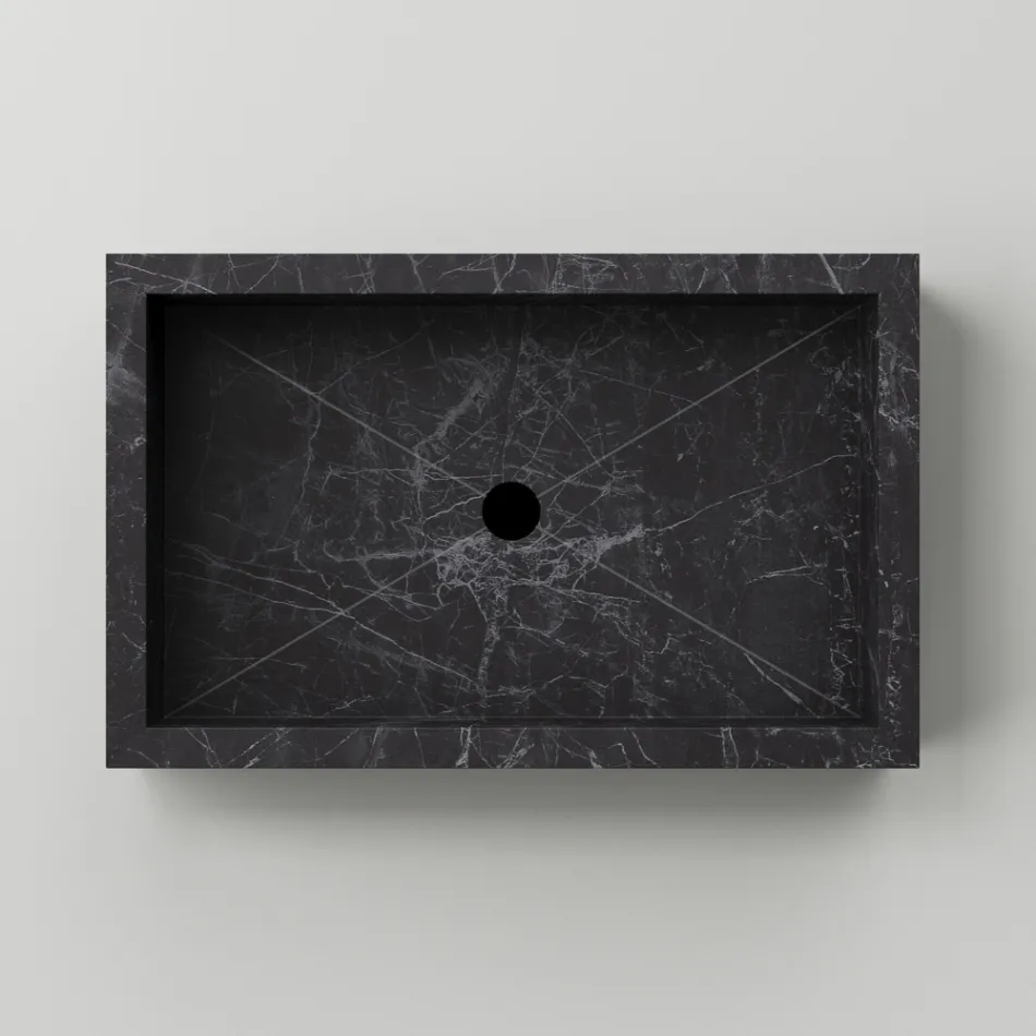 Lavabo de baño en gres porcelánico efecto mármol Made in Italy - Ludmilla Viadurini