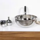 Lavabo sobre encimera redondo de latón cromado martillado - Diamond Viadurini