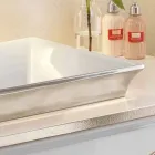 Fregadero de baño semi-empotrado en arcilla fuego y platino hecho en Italia, Guido Viadurini