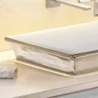 Fregadero de baño semi-empotrado en arcilla fuego y platino hecho en Italia, Guido Viadurini