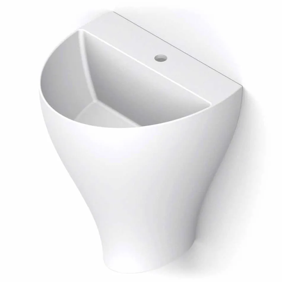 Fregadero de pared cerámico moderno para baño hecho en Italia, Fiorello Viadurini