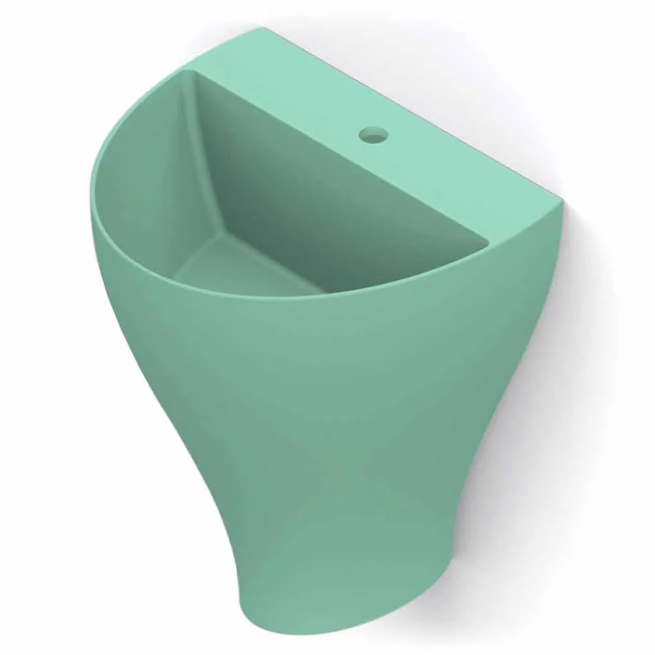 Fregadero de pared cerámico moderno para baño hecho en Italia, Fiorello Viadurini