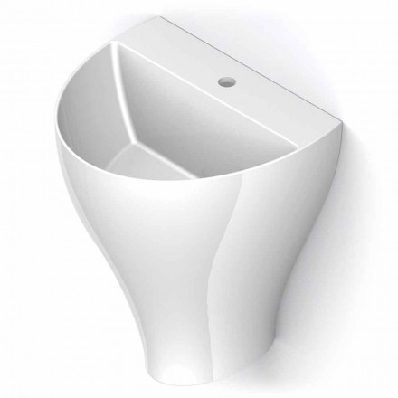 Fregadero de pared cerámico moderno para baño hecho en Italia, Fiorello Viadurini