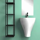 Fregadero de pared cerámico moderno para baño hecho en Italia, Fiorello Viadurini