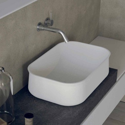 Lavabo de baño blanco rectangular con encimera de diseño moderno - Tulyp2 Viadurini