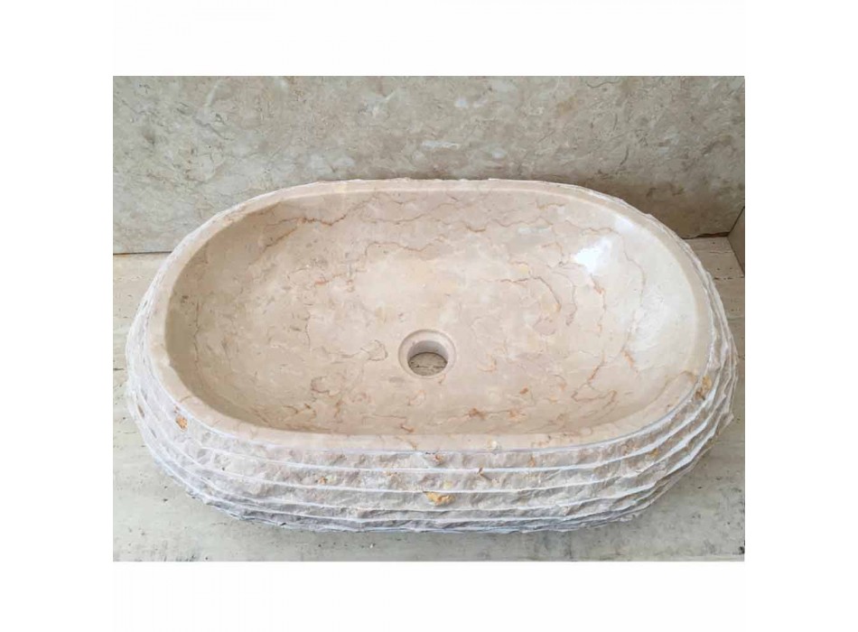Lavabo oval blanco de Cora, hecho a mano. Viadurini
