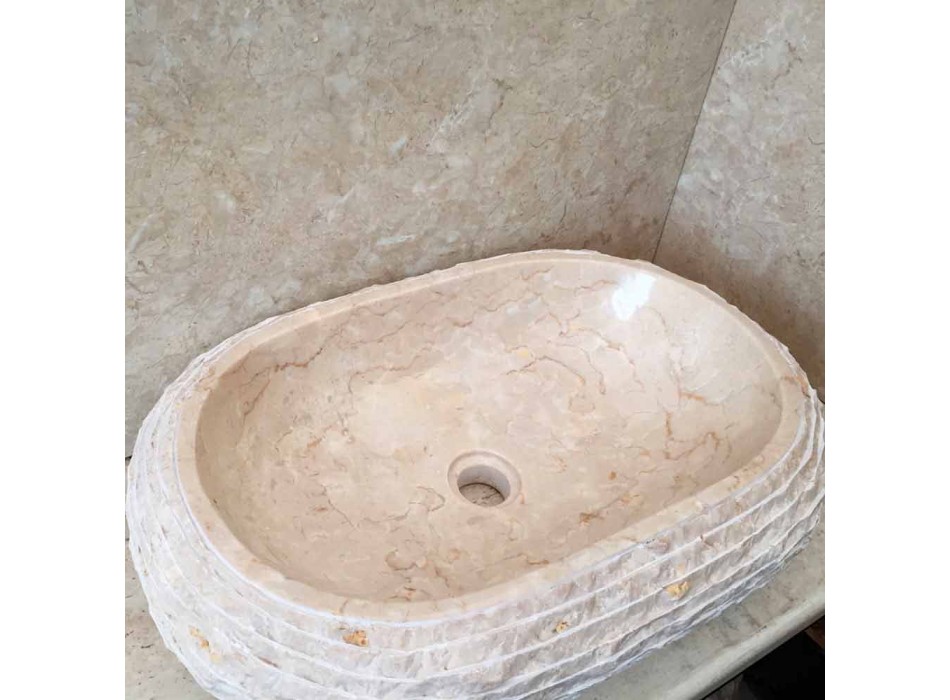 Lavabo oval blanco de Cora, hecho a mano. Viadurini