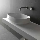 Lavabo sobre encimera de cerámica blanco de diseño moderno Made in Italy - Tune2 Viadurini