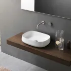 Lavabo sobre encimera de cerámica blanco de diseño moderno Made in Italy - Tune2 Viadurini