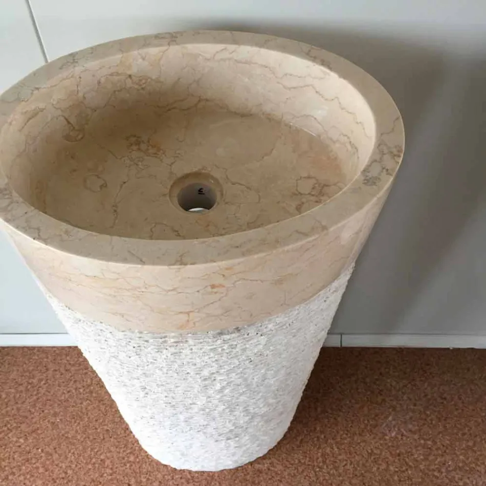 Lavabo de piedra natural blanco diseño Siro, pieza única. Viadurini