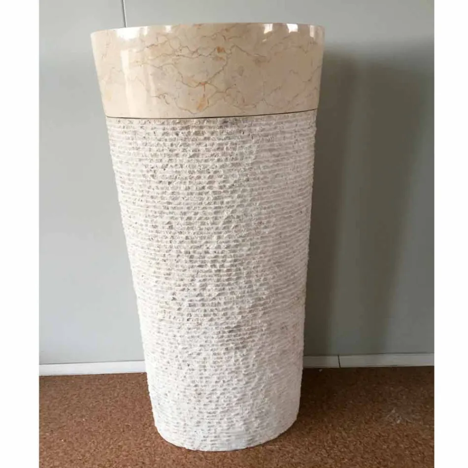 Lavabo de piedra natural blanco diseño Siro, pieza única. Viadurini