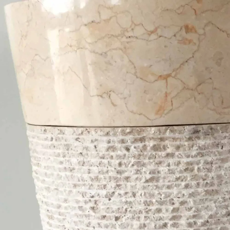 Lavabo de piedra natural blanco diseño Siro, pieza única. Viadurini