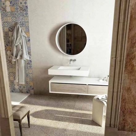 Lavabo central con encimera de baño de diseño hecho en Italia Gemona Viadurini