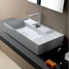 Lavabo sobre encimera de cerámica de diseño moderno fabricado en Italia Sol 65x40 cm Viadurini