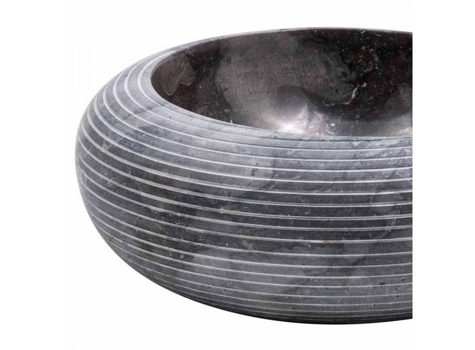 Lavabo sobre encimera de diseño circular en mármol hecho a mano, Bubbio Viadurini