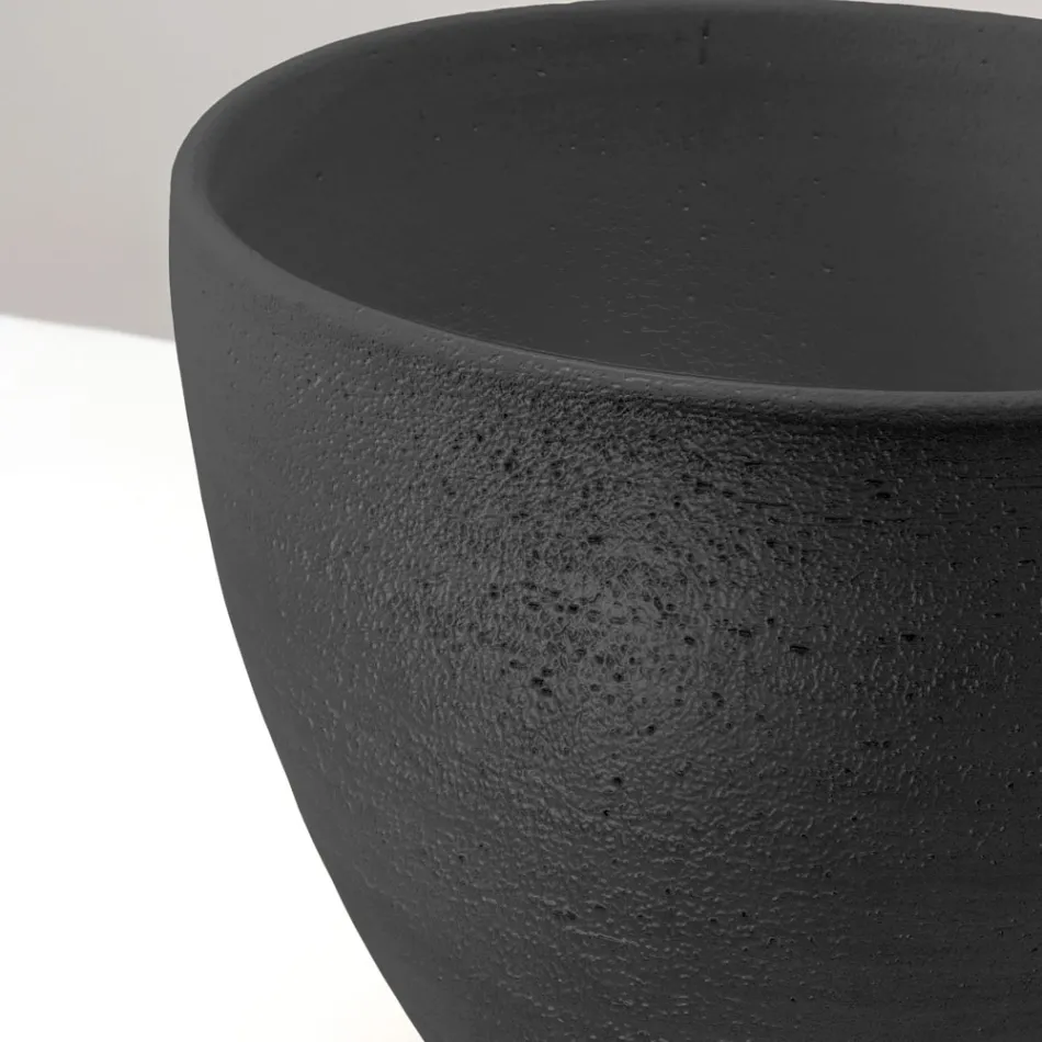 Fregadero cónico de encimera de arcilla refractaria torneada a mano - Orbite Viadurini