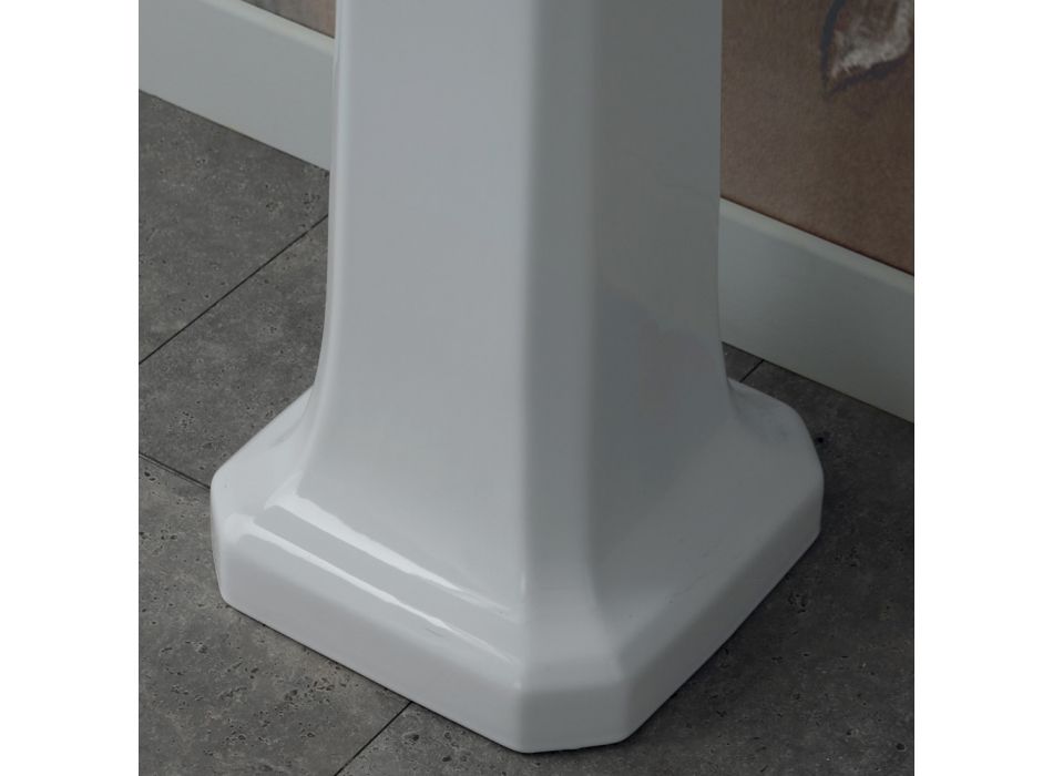 Lavabo tipo consola de columna en cerámica blanca Made in Italy - Wollie Viadurini
