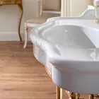 Lavabo consola con lavabo doble de cerámica, Made in Italy Vintage - Paulina Viadurini