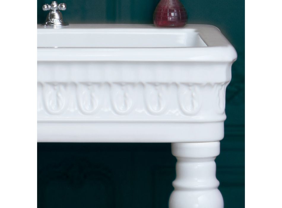 Lavabo consola en cerámica blanca Made in Italy Classic Design - Areta Viadurini