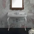 Lavabo consola en cerámica blanca de diseño clásico italiano, Swami. Viadurini