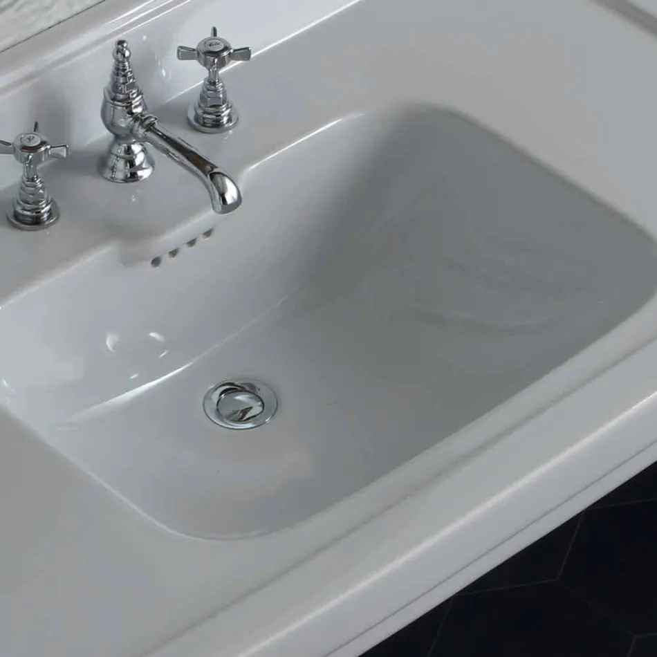 Lavabo consola en cerámica blanca de diseño clásico italiano, Swami. Viadurini