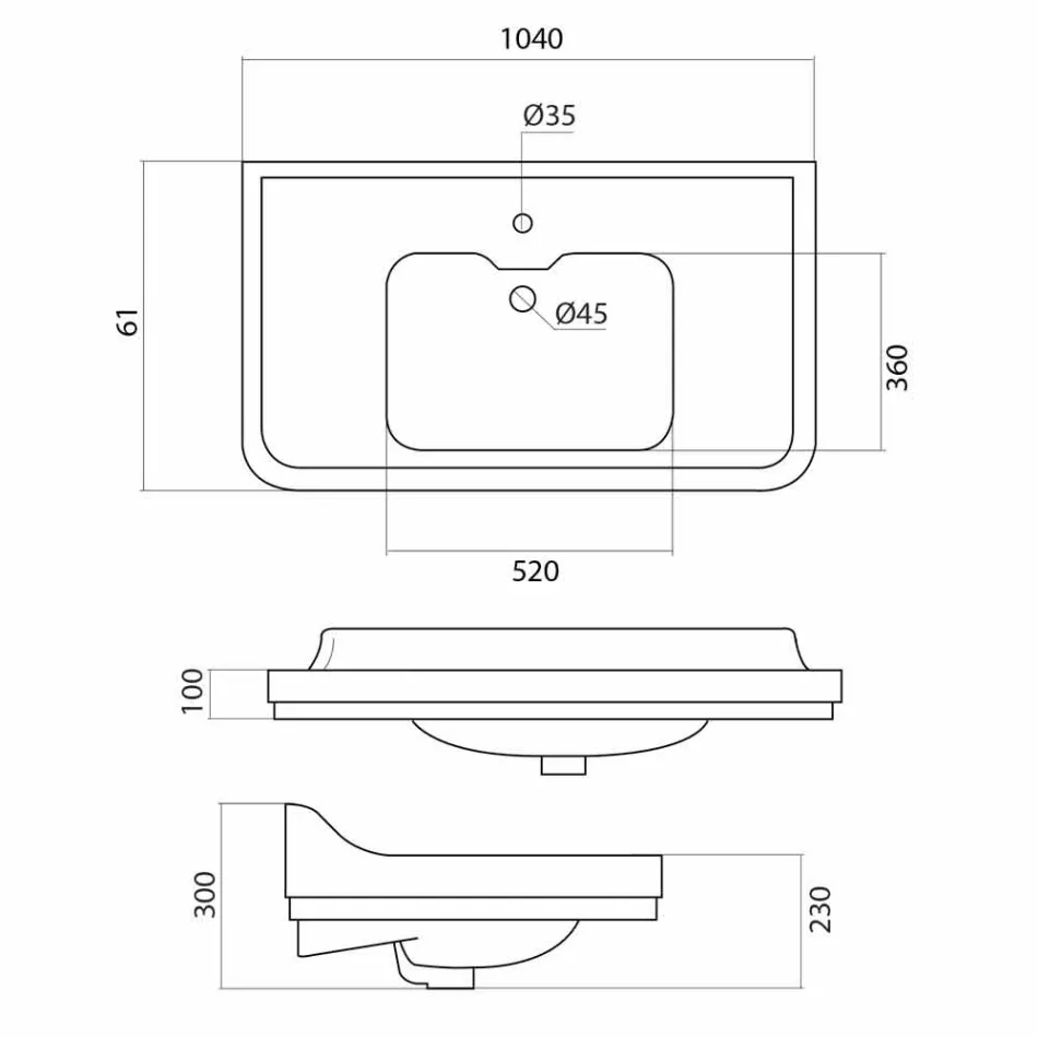 Lavabo consola en cerámica blanca de diseño clásico italiano, Swami. Viadurini