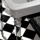 Consola para lavabo 65 cm en cerámica con pies de metal, estilo vintage - Marwa Viadurini